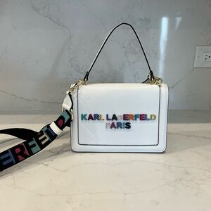 Karl Lagerfeld Multicolor Logo White Crossbody Bag